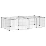 Vidaxl cage animaux de compagnie � 20 panneaux et porte noir 140x70x35 cm