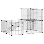 Vidaxl cage animaux de compagnie � 20 panneaux et porte noir 35x35 cm