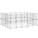 Vidaxl cage animaux de compagnie � 36 panneaux et porte noir 175x140x70 cm