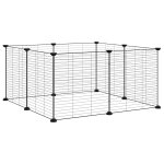 Vidaxl cage pour animaux de compagnie  8 panneaux, noire, 35 x 35 cm, en acier