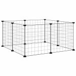 Vidaxl cage pour animaux de compagnie � 8 panneaux, noire, 70 x 70 x 35 cm, en acier