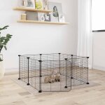 Vidaxl cage pour animaux de compagnie � 8 panneaux avec porte, noire, 35 x 35 cm, acier