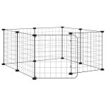 Vidaxl cage pour animaux de compagnie � 8 panneaux avec porte, noire, 35 x 35 cm, acier