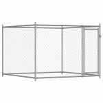 Vidaxl cage pour chien avec porte gris 2x2x1, 5 m acier galvanis�