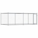 Vidaxl cage pour chien avec porte gris 4x2x1, 5 m acier galvanis�