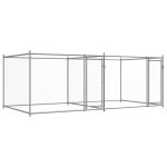 Vidaxl cage pour chien avec portes gris 4x2x1, 5 m acier galvanis�