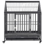 Vidaxl cage pour chien avec roues et toit acier 92x62x106 cm