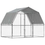 Vidaxl cage pour chiens avec toit et porte argenté acier galvanisé Vidaxl cage pour chiens avec toit et porte argenté acier galvanisé