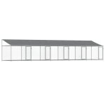Vidaxl cage pour chien avec toit / portes gris 10x2x2 m acier galvanis