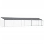 Vidaxl cage pour chien avec toit et porte gris 10x2x2m acier galvanis