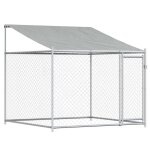 Vidaxl cage pour chien avec toit et porte gris 2x2x2 m acier galvanis�