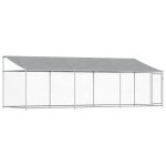 Vidaxl cage pour chien avec toit et porte gris 6x2x2 m acier galvanis�