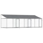 Vidaxl cage pour chien avec toit et portes gris 6x2x2m acier galvanis