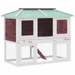 Vidaxl cage double pour animaux marron bois