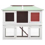 Vidaxl cage double pour animaux rouge bois
