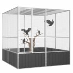 Vidaxl cage  oiseaux anthracite 213, 5x217, 5x211, 5 cm acier galvanis