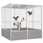 Vidaxl cage � oiseaux gris 213, 5x217, 5x211, 5 cm acier galvanis�