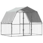 Vidaxl cage à poules avec toit et porte argenté acier galvanisé Vidaxl cage à poules avec toit et porte argenté acier galvanisé