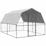 Vidaxl cage à poules avec toit et porte argenté acier galvanisé Vidaxl cage à poules avec toit et porte argenté acier galvanisé