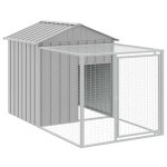 Vidaxl cage � poulets avec enclos gris clair 117 x 201 x 123 cm acier galvanis�