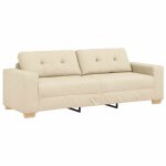 Vidaxl sofa 3 places avec coussin crème tissu Vidaxl sofa 3 places avec coussin crème tissu