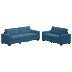 Vidaxl canap 2 pcs bleu tissu