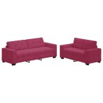 Vidaxl canap 2 pcs bordeaux tissu