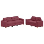 Vidaxl canap� 2 pcs bordeaux 221 x 80 x 80 cm tissu en lin m�lang�