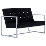 Vidaxl canap� 2 places avec accoudoirs en chrome noir et velours
