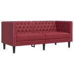 Vidaxl canap  2 places chesterfield rouge bordeaux similicuir