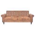 Vidaxl canapé à 2 places convertible accoudoir daim synthétique marron Vidaxl canapé à 2 places convertible accoudoir daim synthétique marron
