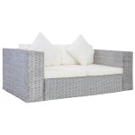 Vidaxl canap� � 2 places avec coussins gris rotin naturel