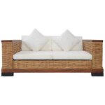 Vidaxl canap  2 places avec coussins marron rotin naturel