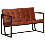 Vidaxl canap� � 2 places marron cuir de ch�vre v�ritable