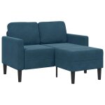 Vidaxl canap� 2 places avec m�ridienne en l bleu 125 cm velours