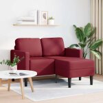 Vidaxl canap� 2 places avec m�ridienne en l couleur bordeaux 125 cm en similicuir