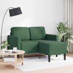 Vidaxl canap� 2 places avec m�ridienne en l vert fonc� 125 cm lin