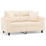 Vidaxl canap 2 places avec oreillers beige 120 cm tissu microfibre