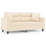 Vidaxl canap 2 places avec oreillers beige 140 cm tissu microfibre