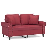 Vidaxl canapé 2 places avec oreillers bordeaux 120 cm similicuir Vidaxl canapé 2 places avec oreillers bordeaux 120 cm similicuir