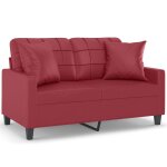 Vidaxl canap 2 places avec oreillers bordeaux 120 cm similicuir