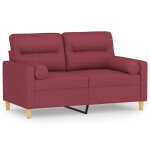 Vidaxl canap 2 places avec oreillers bordeaux 120 cm tissu