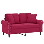 Vidaxl canap� 2 places avec oreillers bordeaux 120 cm velours