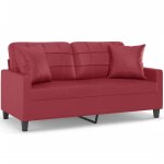 Vidaxl canap 2 places avec oreillers bordeaux 140 cm similicuir