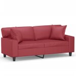 Vidaxl canap 2 places avec oreillers bordeaux 140 cm similicuir
