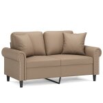 Vidaxl canapé 2 places avec oreillers cappuccino 120 cm similicuir Vidaxl canapé 2 places avec oreillers cappuccino 120 cm similicuir