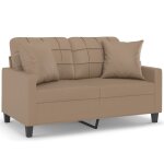 Vidaxl canapé 2 places avec oreillers cappuccino 120 cm similicuir Vidaxl canapé 2 places avec oreillers cappuccino 120 cm similicuir