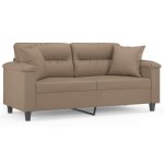 Vidaxl canap 2 places avec oreillers cappuccino 140 cm similicuir