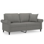Vidaxl canap� 2 places et oreillers et coussins gris fonc� 140cm tissu