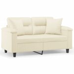 Vidaxl canap 2 places avec oreillers crme 120 cm similicuir